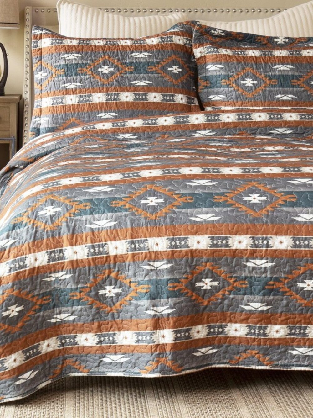 INC. Western Aztec Country Bedding Set, Southwestern 3-Piece Microfiber Quilt
